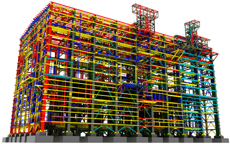 Structural detailing in Tekla for gas processing building