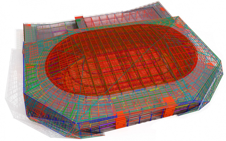 Stadium steel detailing in Tekla